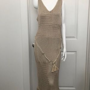 INC woman’s gold with glitter dress with lining size extra large NWT